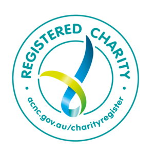 Registered Charity badge with teal border and ribbon logo; includes acnc.gov.au/charityregister text.